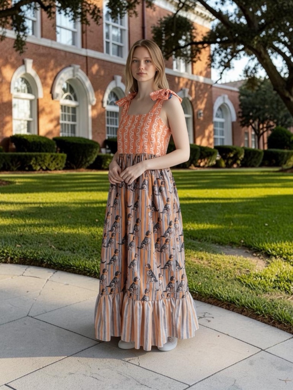 Smokey Maxi Dress with Tie Shoulder Details